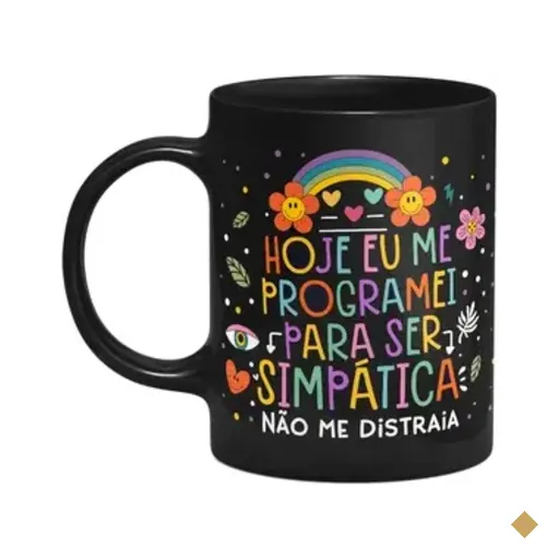 Caneca Vibes - Me Programei Para Ser Simpatica - Preta