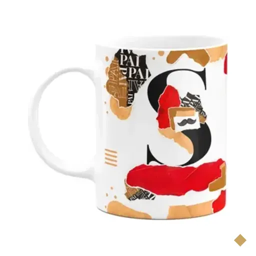 Caneca Do Pai - Inicial Do Nome Letra S - Bg-red
