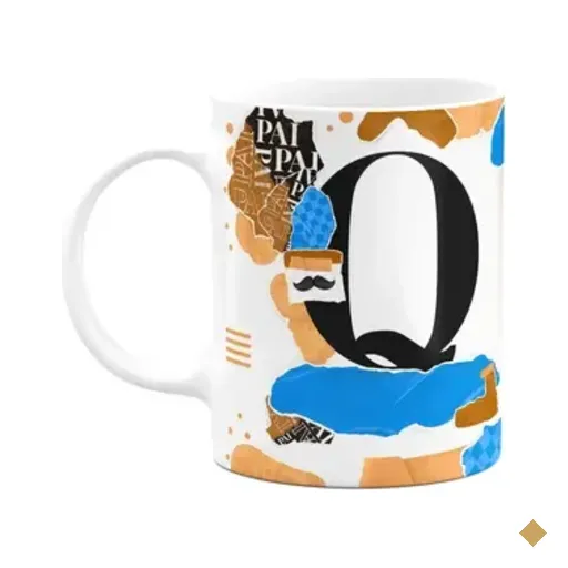 Caneca Do Pai - Inicial Do Nome Letra Q - Bg-blue