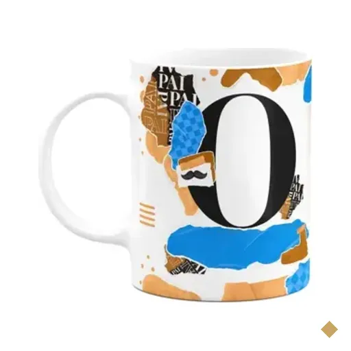 Caneca Do Pai - Inicial Do Nome Letra O - Bg-blue