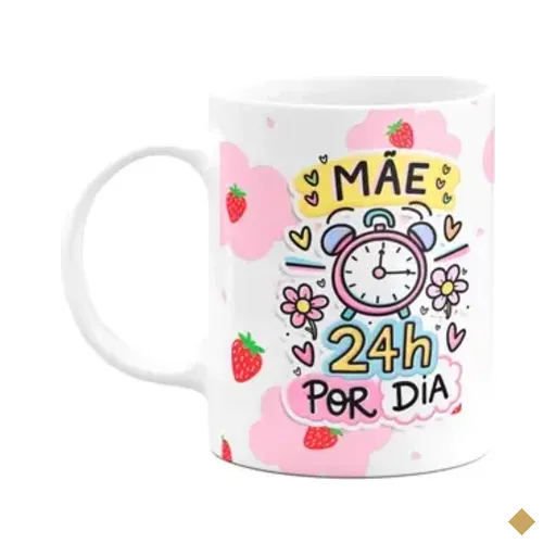 Caneca Mães - Mãe 24h Por Dia - Mãe Que Ama Café!