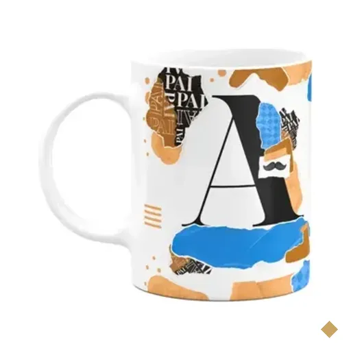 Caneca Do Pai - Inicial Do Nome Letra A - Bg-blue
