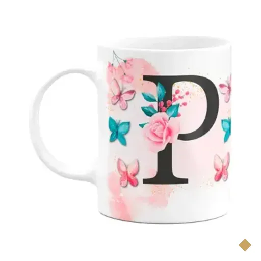 Caneca Butterfly - Inicial Do Nome Letra P - 325ml