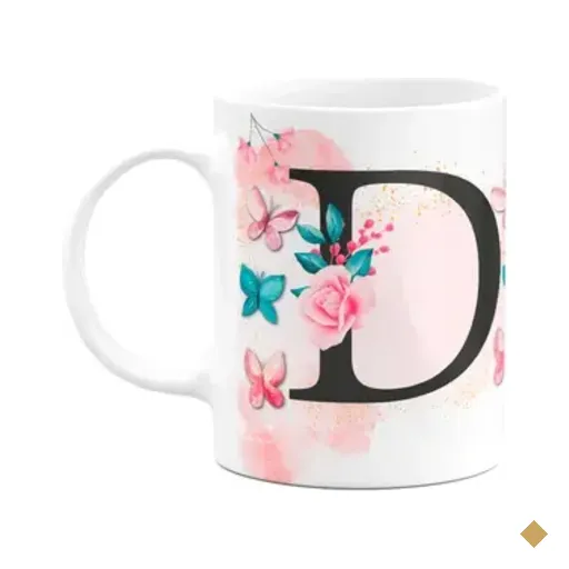 Caneca Butterfly - Inicial Do Nome Letra D - 325ml