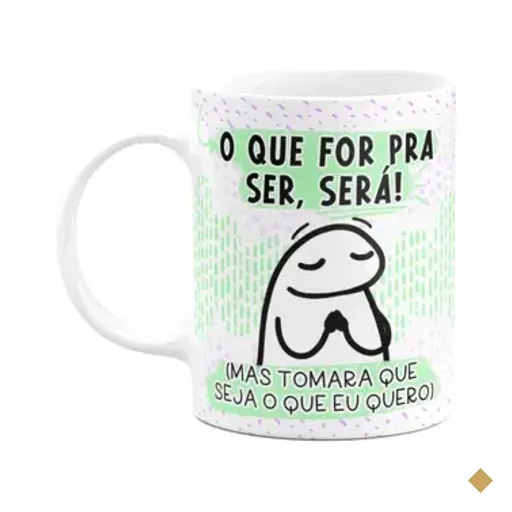 Caneca Flork - O Que For Pra Ser, Será - 325ml Branca