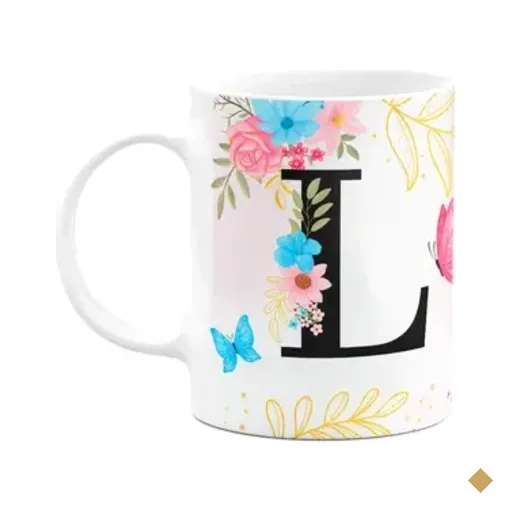 Caneca Floral Garden - Inicial Do Nome Letra L - 325ml