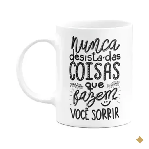 Caneca Motivação - Nunca Desista Do Que Te Faz Sorrir