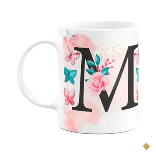 Caneca Butterfly - Inicial Do Nome Letra M - 325ml