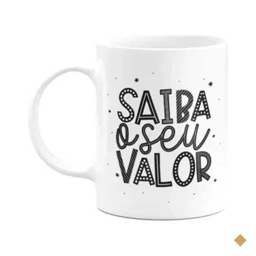 Caneca Motivação - Saiba O Seu Valor - 325ml