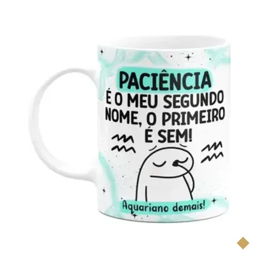 Caneca Flork Signos Aquário - Aquariano Demais! 325ml