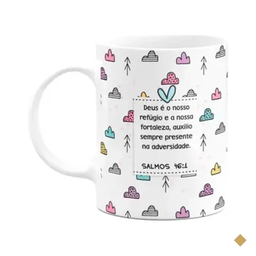 Caneca Religiosa Versículos - Salmos 46:1 - 325ml