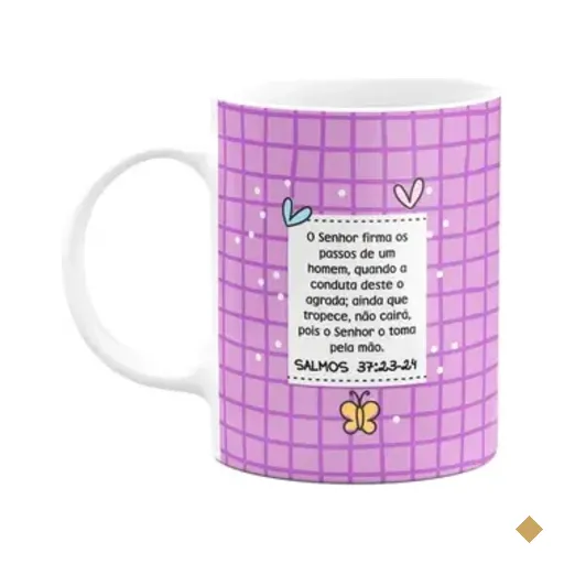 Caneca Religiosa Versículos - Salmos 37: 23-24 - 325ml