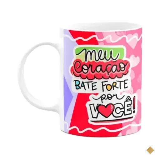 Caneca Namorados - Meu Coração Bate Forte Por Você - Bg-pink