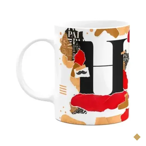 Caneca Do Pai - Inicial Do Nome Letra H - Bg-red
