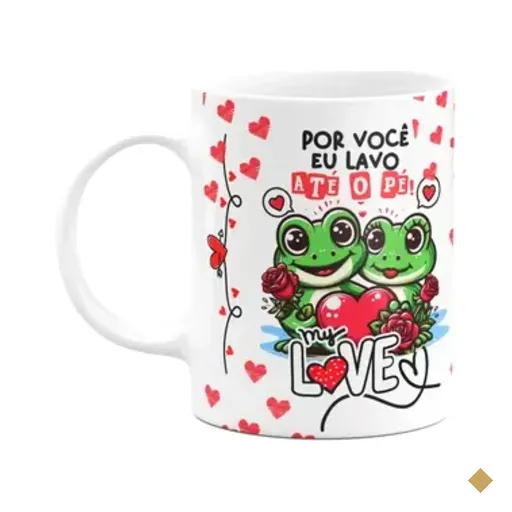 Caneca Namorados - Por Você Eu Lavo Até O Pé! Sapinhos