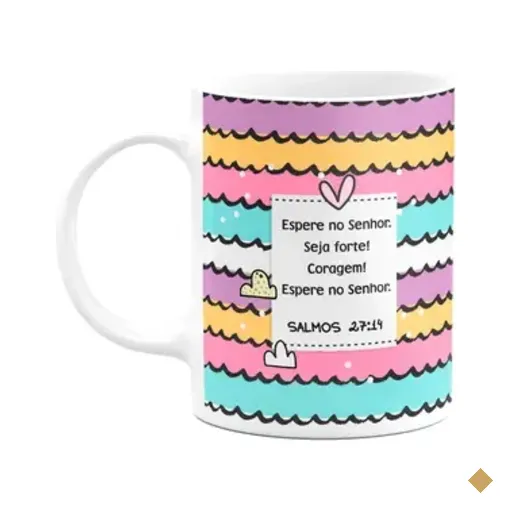 Caneca Religiosa Versículos - Salmos 27:14 - 325ml