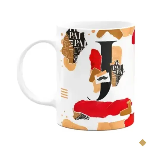 Caneca Do Pai - Inicial Do Nome Letra J - Bg-red