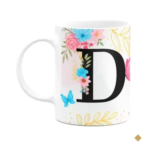 Caneca Floral Garden - Inicial Do Nome Letra D - 325ml