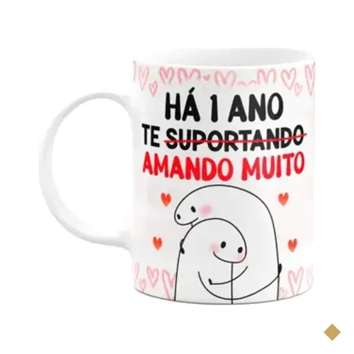 Caneca Florkito Namorados - Há 1 Ano Te Amando Muito - M3