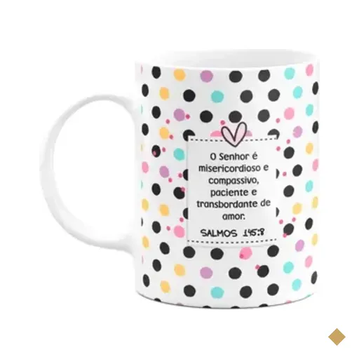 Caneca Religiosa Versículos - Salmos 145:8- 325ml