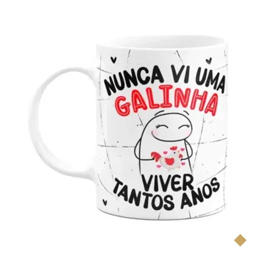 Caneca Flork Amigas - Nunca Vi Uma Galinha Viver Tantos Anos