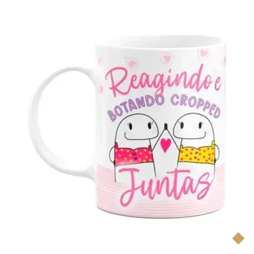 Caneca Flork Amigas - Reagindo E Botando Cropped Juntas