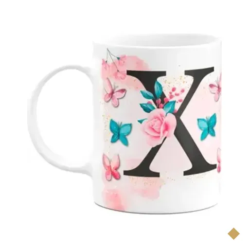 Caneca Butterfly - Inicial Do Nome Letra X - 325ml