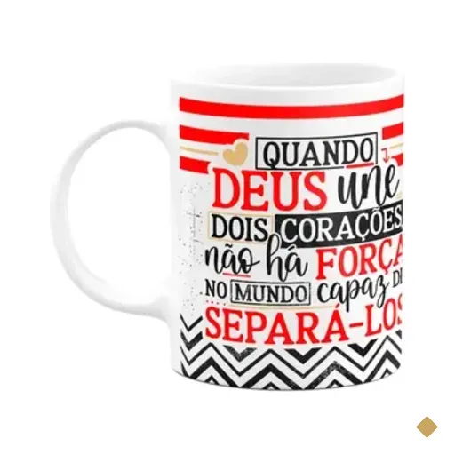 Caneca Namorados Laços - Quando Deus Une Dois Corações
