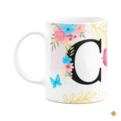Caneca Floral Garden - Inicial Do Nome Letra C - 325ml