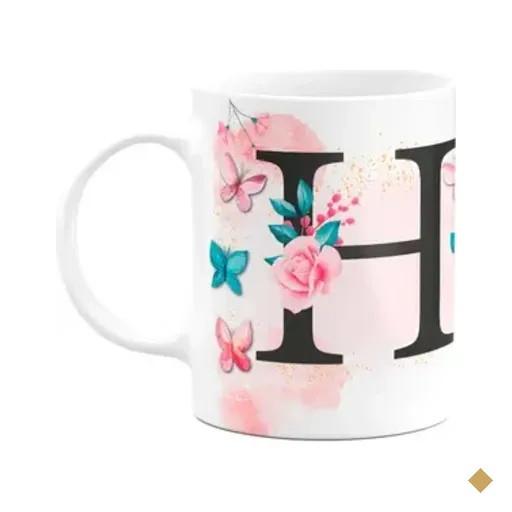 Caneca Butterfly - Inicial Do Nome Letra H - 325ml