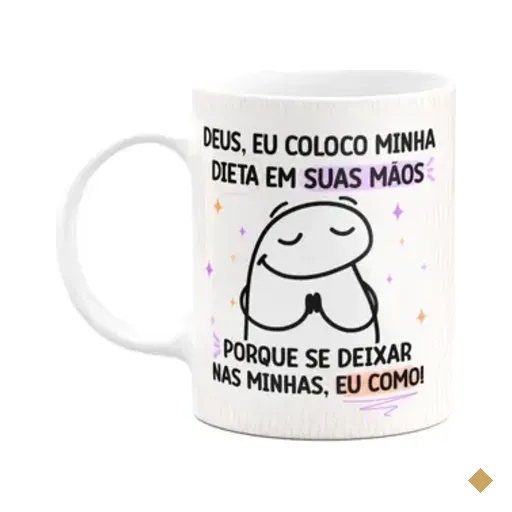 Caneca Flork - Deus Eu Coloco Minha Dieta Em Suas Mãos