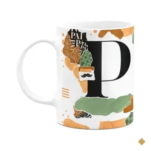 Caneca Do Pai - Inicial Do Nome Letra P - Bg-green