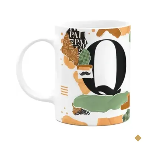 Caneca Do Pai - Inicial Do Nome Letra Q - Bg-green