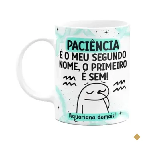 Caneca Flork Signos Aquário - Aquariana Demais! 325ml