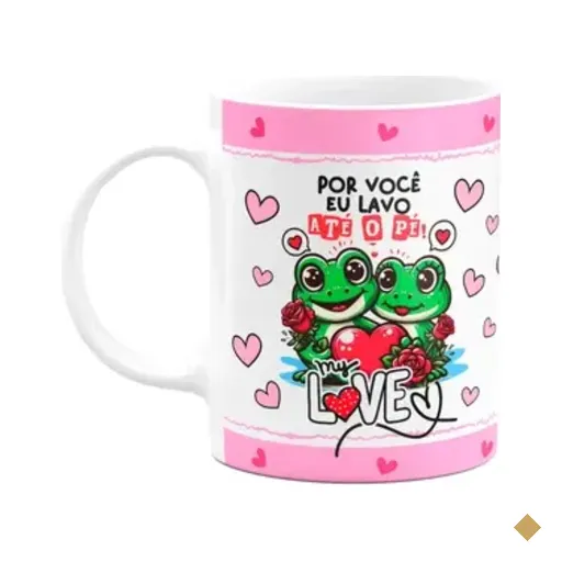 Caneca Namorados - Por Você Eu Lavo Até O Pé - Bg-pink