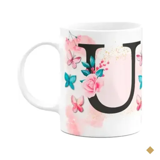 Caneca Butterfly - Inicial Do Nome Letra U - 325ml
