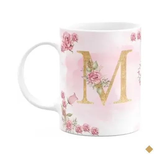 Caneca Floral Mães - Inicial Do Nome Letra M - 325ml