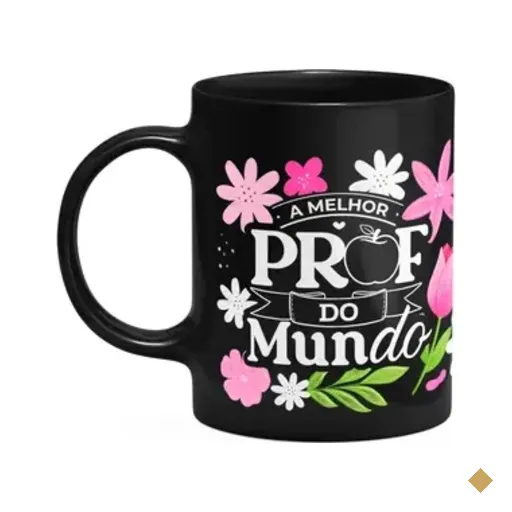 Caneca Da Professora - A Melhor Prof Do Mundo - Preta Apl1