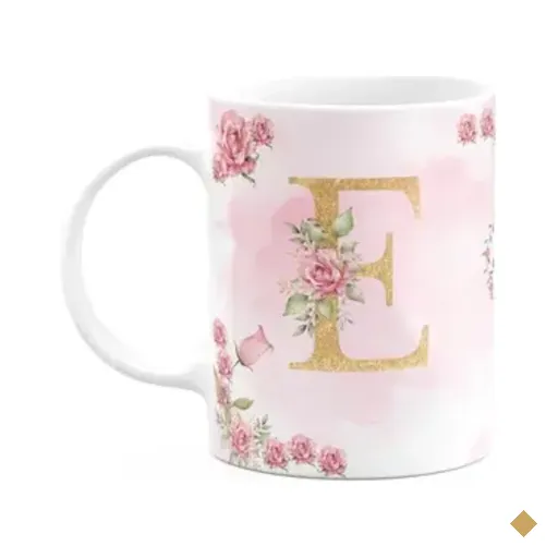 Caneca Floral Mães - Inicial Do Nome Letra E - 325ml