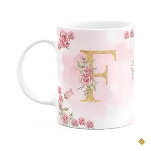 Caneca Floral Mães - Inicial Do Nome Letra F - 325ml