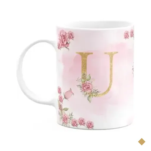 Caneca Floral Mães - Inicial Do Nome Letra U - 325ml