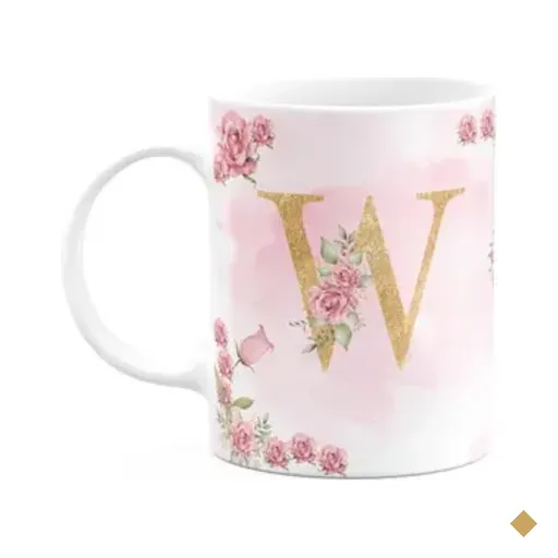 Caneca Floral Mães - Inicial Do Nome Letra W - 325ml