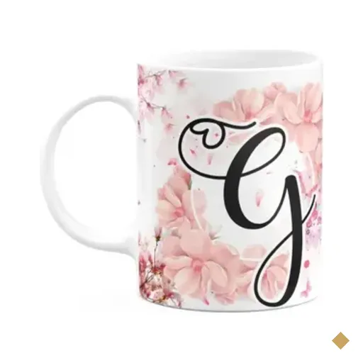 Caneca Floral Religiosa - Inicial Do Nome Letra G - 325ml