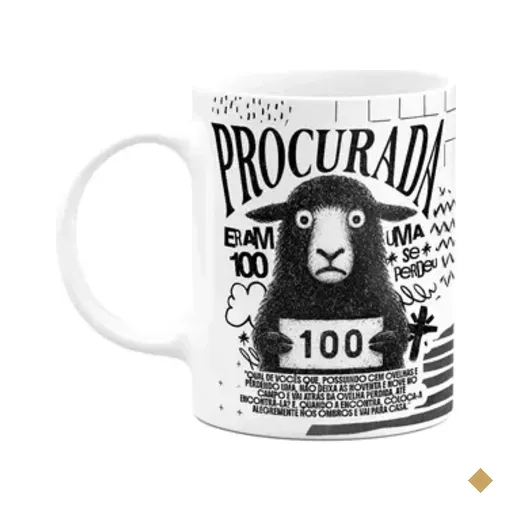 Caneca Religiosa - Procurada, Eram 100, Uma Se Perdeu
