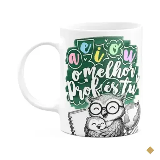 Caneca Professor Coruja - Aeiou, O Melhor És Tu! M-green