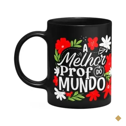 Caneca Da Professora - A Melhor Prof Do Mundo - Preta M2