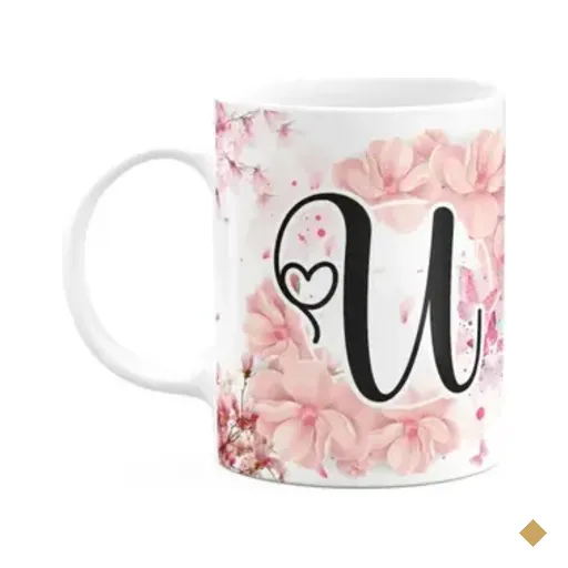 Caneca Floral Religiosa - Inicial Do Nome Letra U - 325ml