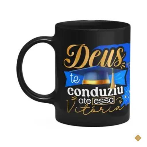 Caneca Formatura Black-blue - Deus Te Conduziu Até A Vitória