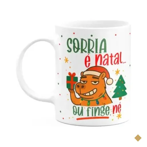 Caneca Natal E Capivaras - Sorria, É Natal... Ou Finge Né