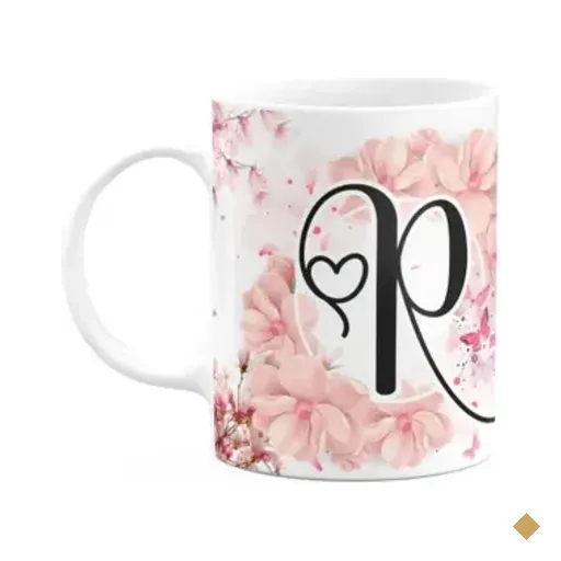 Caneca Floral Religiosa - Inicial Do Nome Letra R - 325ml